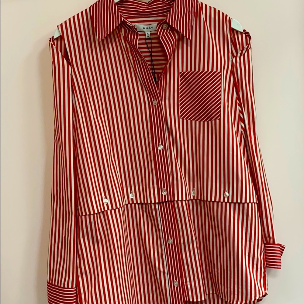 Milly Red Button Down Shirt
